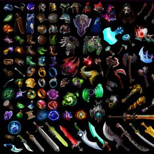 A selection of Dota 2 items